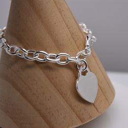 AMC 925 sterling silver Large link chain bracelet female hear key bracelets ot jewelry 1:1 original design sense for girlfriend holiday gifts high quality
