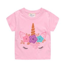 Jumping Metres Unicorns Summer Girls T shirts Cotton Baby Cute Animals Print Fashion Tees Kids Tops Clothes For Children 210529