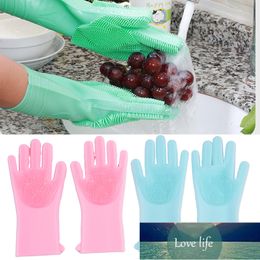 Silicone dishwashing gloves Dishwashing Brush Magic Kitchen Cleaning Waterproof degreasing gloves Protect hands