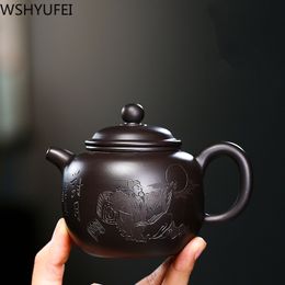 Chinese new tea pot purple clay teapots beauty kettle Raw ore Black mud Handmade Tea set authentic Tie Guanyin 240ml