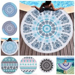 Round Yoga Mat Picnic Blankets Beach Towel Blanket Polyster Printed Tablecloth Bohemian Tapestry Shawl Wrap Rug WY1307