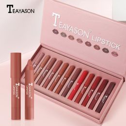 TEAYASON 12 PCS Velvet Matte Long Lasting Non-stick Cup Lipstick Waterproof Lip Stick Set Maquillaje Makeup TSLM1