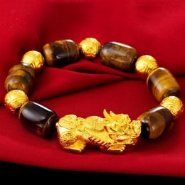 Link, Chain Hi Yellow Stone Beads Unisex Temperature Transform PI Xiu Bracelet 24k Gold Hand Party Friend Birthday Gift Fine Jewellery