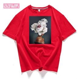 Harajuku Sexy Round Neck Print Women's T-Shirt Summer Short Sleeve Chic Female Tops 95% Cotton Stretch Sweat Simple Loose 210623