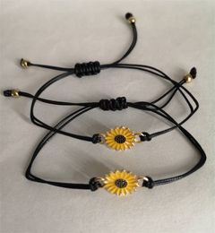 -Vintage Bijoux Sunflower Designer Bracelets Gold Sunflower Quote Braceelet Pinky Promise Couple Femme 46 T2