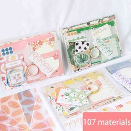 JIANWU 107 Pcs/Set Paper Spree Memo Pad Small Fresh Journal Sticker DIY Base Background Material set School Supplies