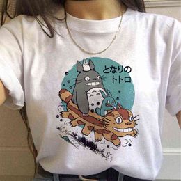 Neighbour Totoro Studio Ghibli Harajuku T-shirt Lady Ulzzang Kawaii Cartoon Graphic T-shirt Hayao Miyazaki 90s T-shirt Cute Tee G220228