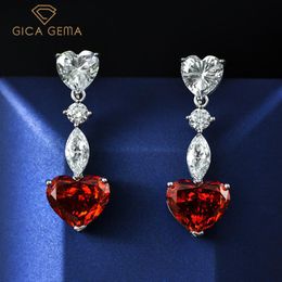 Stud GICA 100% Sterling Silver 10*12mm Heart Padma High Carbon Diamond Earrings For Women Sparkling Wedding Fine Jewellery Gift