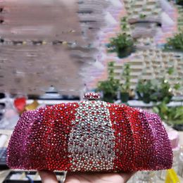 Evening Bags High Quality Multi-Colored Red/White Crystal Women Clutch Purses Luxury Elegant Diamond Lady Cluches Female Party