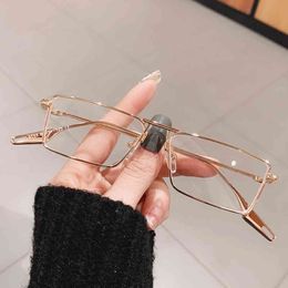 2021 Brand Vintage Punk Sun Glasses Female Pink Clear Shades Super Light Small Square Alloy Sunglasses Women And Men