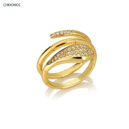 ANDYWEN 925 Sterling Silver Gold Animal Three Circle Snake Rings Statement ZIrcon Thick Large Women Rock Punk Jewelry 210608