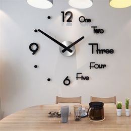 Modern Design Clock Watch Large Wall Clocks 3d Diy Acrylic Mirror Mechanism Stickers Home Living Room Decoration Quartz Needle 210310