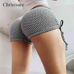 CHRLEISURE Women Shorts Push Up High Waist Fitness Short Female Slim Breathable Workout 210719