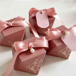 Gift Box Diamond Shape Paper Candy Boxes Chocolate Packaging Box Wedding Favours for Guests Baby Shower Birthday Party 210925