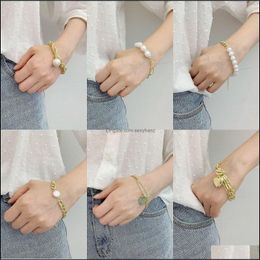 Link, Jewelryins Joker Pearls Geometric Beads Electrocardiogram Design Mtielement Chain Bracelet Women Bracelets Fashion Drop Delivery 2021