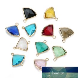 Louleur 5pcs/lot Sector Shape Glass Pendants Single/Double Holes For Necklace Earrings DIY Bracelets Bijoux Jewelry Findings