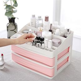 JULY'S SONG Plastic Cosmetic Drawer Makeup Organizer Makeup Storage Box Container Nail Casket Holder Desktop Sundry Storage Case 210315