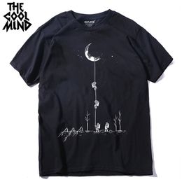 COOLMIND MO0120A cotton casual short sleeve moon theam men T shirt o-neck knitted comfortable fabric street style t-shirt 210716