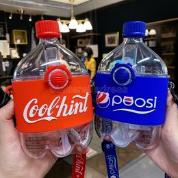 -Cartoon Creative Cola Copa Palha Garrafa de Água Americana Material de Tratin Plástico para levar Cool Point Waters Cups CT01