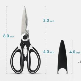 NEWStainless Steel Kitchen Scissors Multi-Purpose Kitchen Shears With Blade Cover Vegetable Slicer Smart Cutter kitchen Tools EWD6863