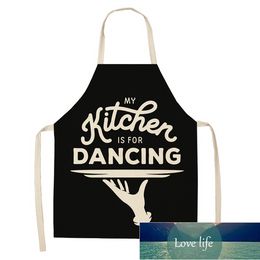 1 Pcs Creative Black and White Pattern Kitchen Aprons for Woman Home Cotton Linen Sleeveless Apron Cooking Baking Waist Bib Tool Factory price expert design Quality