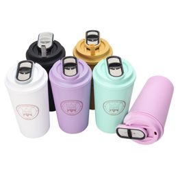 Plastic Coffee Mug 500ml PP Double Walled Coffee Cup Portable Sliding Lid Heat Insulation and Leak-proof Handy Hot Drink Cup