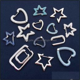Stud Earrings Jewellery Cheny S925 Sterling Sier Jy Heart-Shaped Five-Pointed Star Geometric Square Female Ear Bone Clip 210619 Drop Delivery