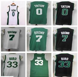 자수 0 Tatum 33 Bird Jersey 통기성 스포츠 저렴한 7 갈색 8 워커 스포츠웨어 스티치