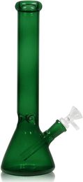 Vintage Green 11inch Glass Bong hookah water smoking pipe with bowl can put customer logo by DHL CNE