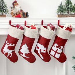 Christmas Stockings Reindeer Xmas Tree Holiday Decorations Family Party Fireplace Hanging Ornament Gifts Bag PHJK2110