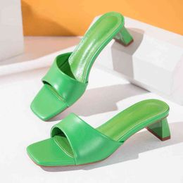 women's small high-heeled mule beach and casual sandals barefoot green or white tap shoe size 41 42 summer