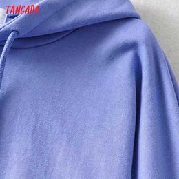 Tangada Women Candy Colour Crop Hoodie Sweatshirts 2021 Oversize Ladies Pullovers Hooded Tops 2T16 Y0820