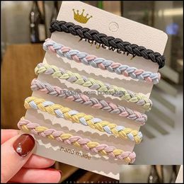 Pony Tails Holder Jewelry Jewelryimixlot 10Pcs/Set Simple Fashion Colorf Twist Braid Ring Headwear For Women Girls Elastic Head Rope Hair Ae