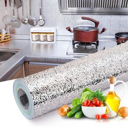 Removable Kitchen Oil-proof Waterproof Stickers Aluminum Foil Kitchen Stove Cabinet Self Adhesive Wall Sticker DIY Wallpaper 210308