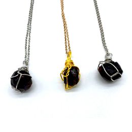 Irregular Natural Garnet Stone Gold Silver Plated Handmade Pendant Necklaces With Chain For Women Girl Fashion Healing Jewellery