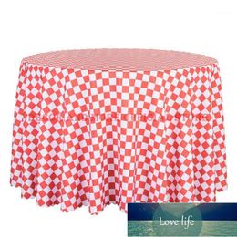 1PCS Polyester Plaid Printed Table Cover Decoration Wedding Banquet Hotel Square Table Cloth Red Black Blue Round Tablecloths1