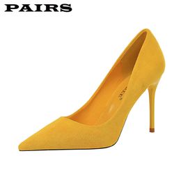 BigTree Brand Designer Pumps Shoes Women High Heels Sexy Stiletto Faux Suede Green Shoes Office Party Shoes Plus Size 43 Y0611