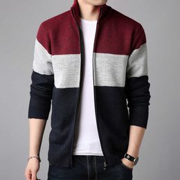 Sweater Coat Men 2021 Winter Thick Warm Fleece Cardigan Jumpers Men's Striped Sweaters Jackets Wool Liner Mens Clothing MY275 Y0907