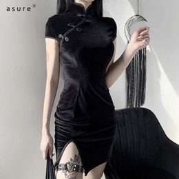Traf Summer Sexy Dress Women Y2k Gothic Clothing Vintage Harajuku Girls Party Dresses Punk Vestidos Toppies 82326 210712
