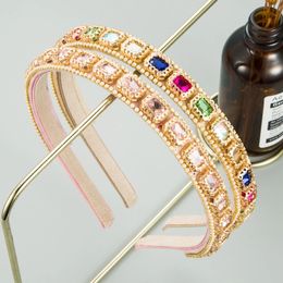 2021 Baroque Korean Simple Thin Side Hairband Pink Cute Face Wash Headband Inlaid Glass Full Diamond Hair Accessories