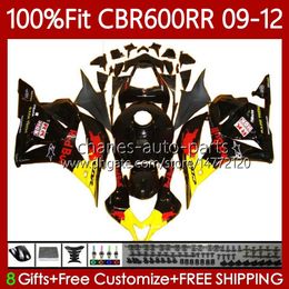 Injection mold Body For HONDA CBR600 CBR 600F5 600 RR CC F5 09-12 Bodywork 69No.37 CBR-600 CBR600RR 09 10 11 12 CBR 600RR Black yellow 600CC 2009 2010 2011 2012 OEM Fairing