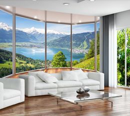 Custom wallpaper 3D Photo mural Balcony Windows Floor-standing windows Landscape Mural Living room bedroom Wall paper