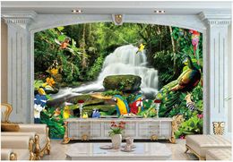 Custom murals wallpapers 3d photo wallpaper Modern Idyllic green forest waterfall dream bird picture TV background wall papers home decor painting
