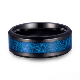 Last men's ring design black stainless steel blue camo inlay bands premier Jewellery custom saudi arabia gold wedding good