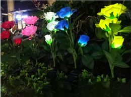 Solar Rose Flower Lamp LED Garden Decoration Waterproof Outdoor Landscape LawnLamp Home Decorative Flower Night Lights