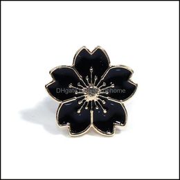Pins, Brooches Jewelry Japanese Cherry Blossoms Brooch Flower Shape Zinc Alloy Fashion For Woman Modern Stylish 5 Color 18X17Mm 1Piece Drop