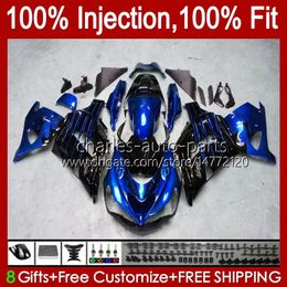 Injection OEM For KAWASAKI NINJA ZZR-1400 ZX 14R 14 R ZZR 1400 CC 06-11 Body 4No.166 ZZR1400 ZX14R 2006 2007 2008 2009 2010 2011 ZX-14R 06 07 08 09 10 11 Fairing blue black