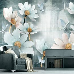 3D Wallpaper Retro Flowers Photo Wall Murals Living Room TV Sofa Bedroom Home Decor Wall Paper For Walls 3D Papel De Parede Sala