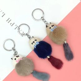 10Pieces/Lot Mink Little Fox Lady Cute Fur Mink Fur Bag Pendant Accessories Car Keychain Accessories