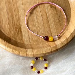 Earrings & Necklace Women Bracelets Rings Set Teen Girl Carnelian Yellow Beads Jewellery Aesthetic Natural Stones Thread Accessories Gifts Gir